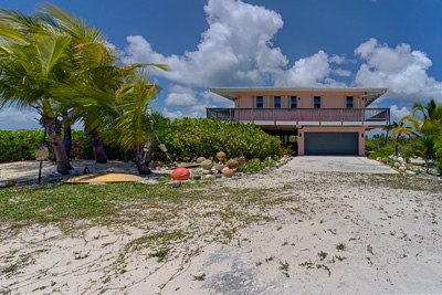 View from the driveway at The Family Beach House on San Salvador 